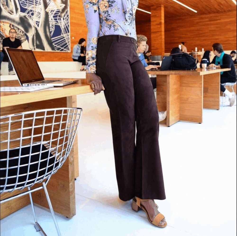 New Betabrand Chocolate Plum Suede Auburn Straight Dress Pant Yoga Pants Large